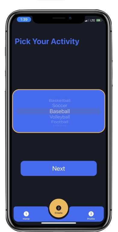 TeamUp Activity Screen